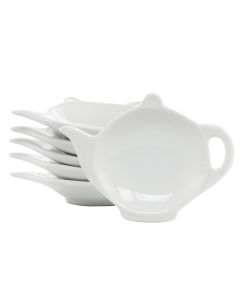 Our Table Simply White 6 Piece Teapot Ceramic Tea Bag Caddy Dish Set in White