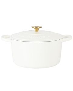 Crockpot Artisan 5 Quart Round Enameled Cast Iron Dutch Oven with Lid in Linen