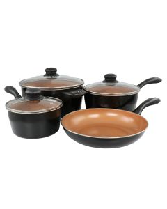 Gibson Home Armada 7 Piece Carbon Steel Nonstick Cookware Set in Black and Copper